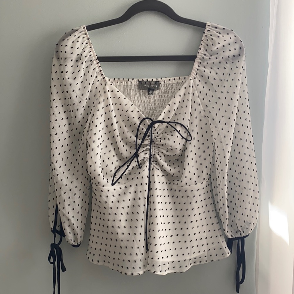 Polka Dot Black and White Peplum Blouse